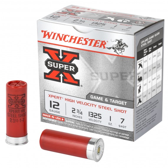 Winchester Super-X 12 Ga Ammo 2.75 # 7 1 oz Steel Game &Target WE12GT7