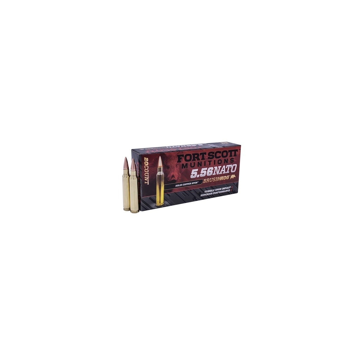 Fort Scott 5.56 NATO SCS TUI Ammo 62 Gr Brass Brush Hog 20 RD Box