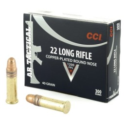CCI AR Tactical 22 LR Ammo 40 Gr Copper RN 300 Rd Box