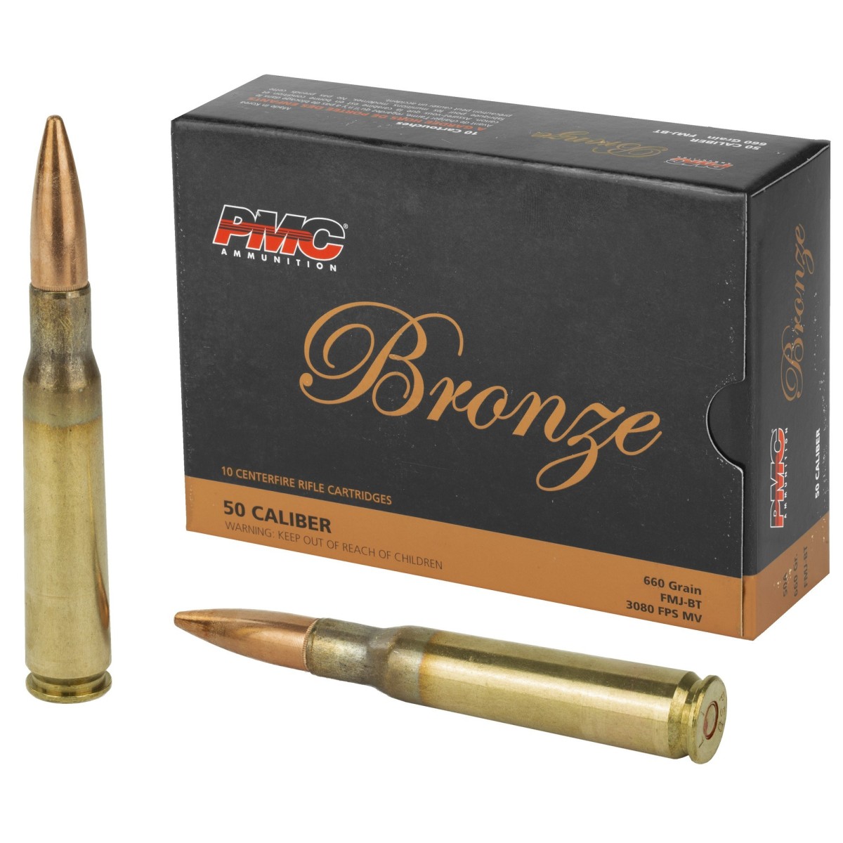 PMC Bronze 50 BMG Ammo 660 Gr FMJ 10 Rd Box