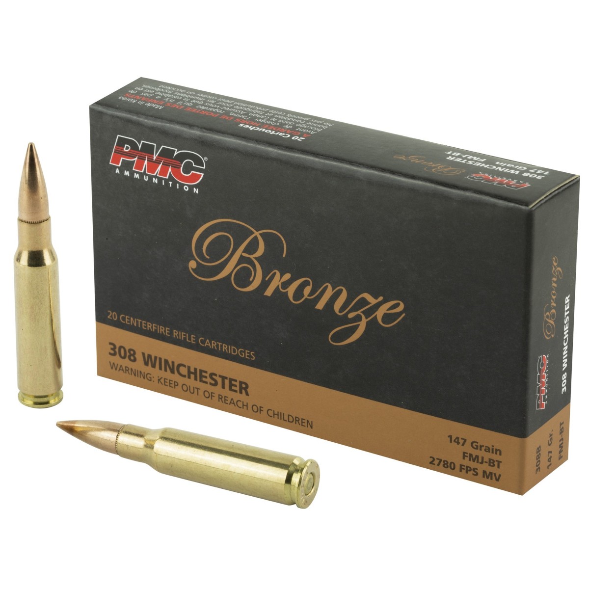 PMC, Bronze, 308 Winchester, 147 Grain, Full Metal Jacket, 20 Round Box