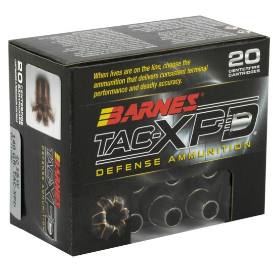 Barnes, TAC-XPD, 40S&W, 140 Grain, TAC-XP, Hollow Point, Lead Free, 20 Round Box, California Certified Nonlead Ammunition