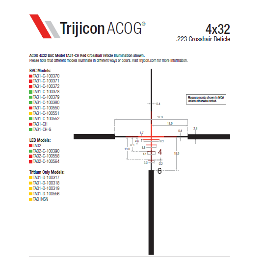 Trijicon ACOG® 4x32 BAC Riflescope - .223 / 5.56 BDC
