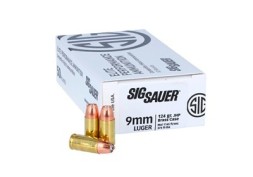 Sig Sauer, Elite Performance V-Crown Ammunition, 9MM, 124 Grain, Jacketed Hollow Point, Brass Case, 50 Round Box