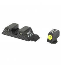 Trijicon, HD XR Night Sight Set, 3 Dot Green Tritium With Yellow Front Outline, Fits Glock 17/19/26/27/33/34