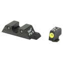 Trijicon, HD XR Night Sight Set, 3 Dot Green Tritium With Yellow Front Outline, Fits Glock 17/19/26/27/33/34