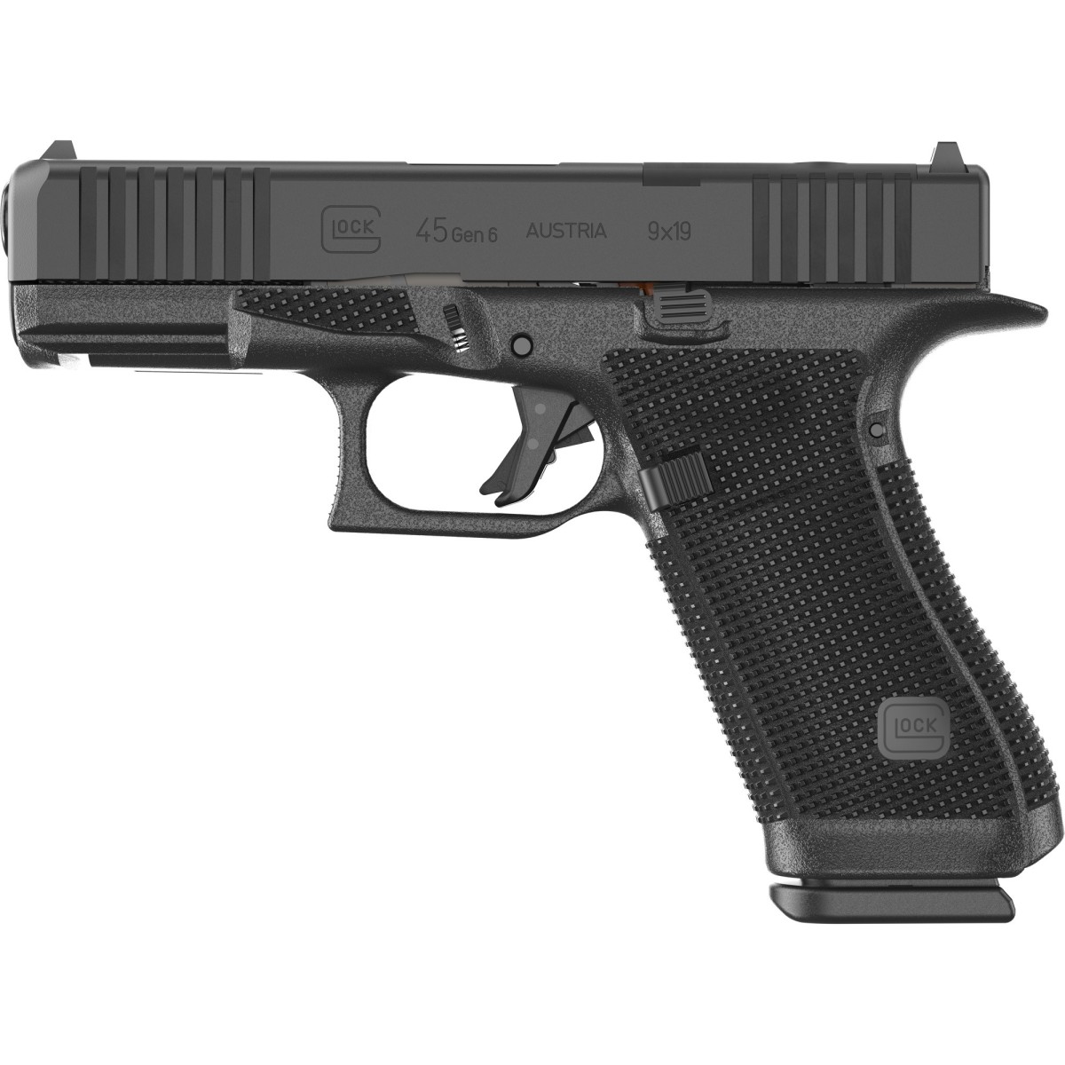 Glock 45 Gen 6 Austria 4.02" 9mm Luger (3)17rd O.R Handgun, Black - P64550203